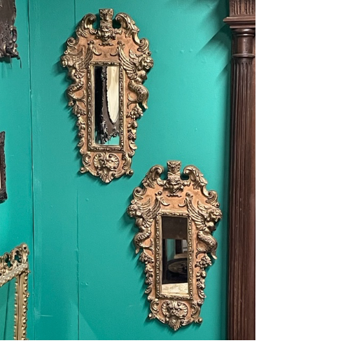 Antique pair of Italian style gilt mirrors VIN589M