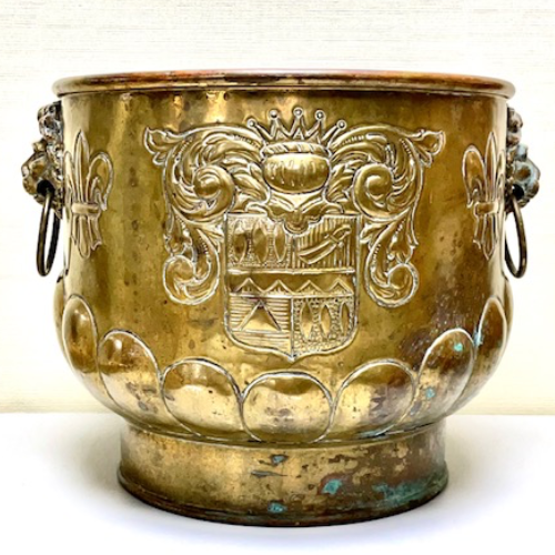 Antique Victorian brass log basket VIN713E
