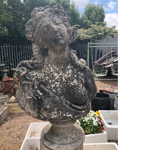 Stunning vintage stone bust on a plinth VIN719B